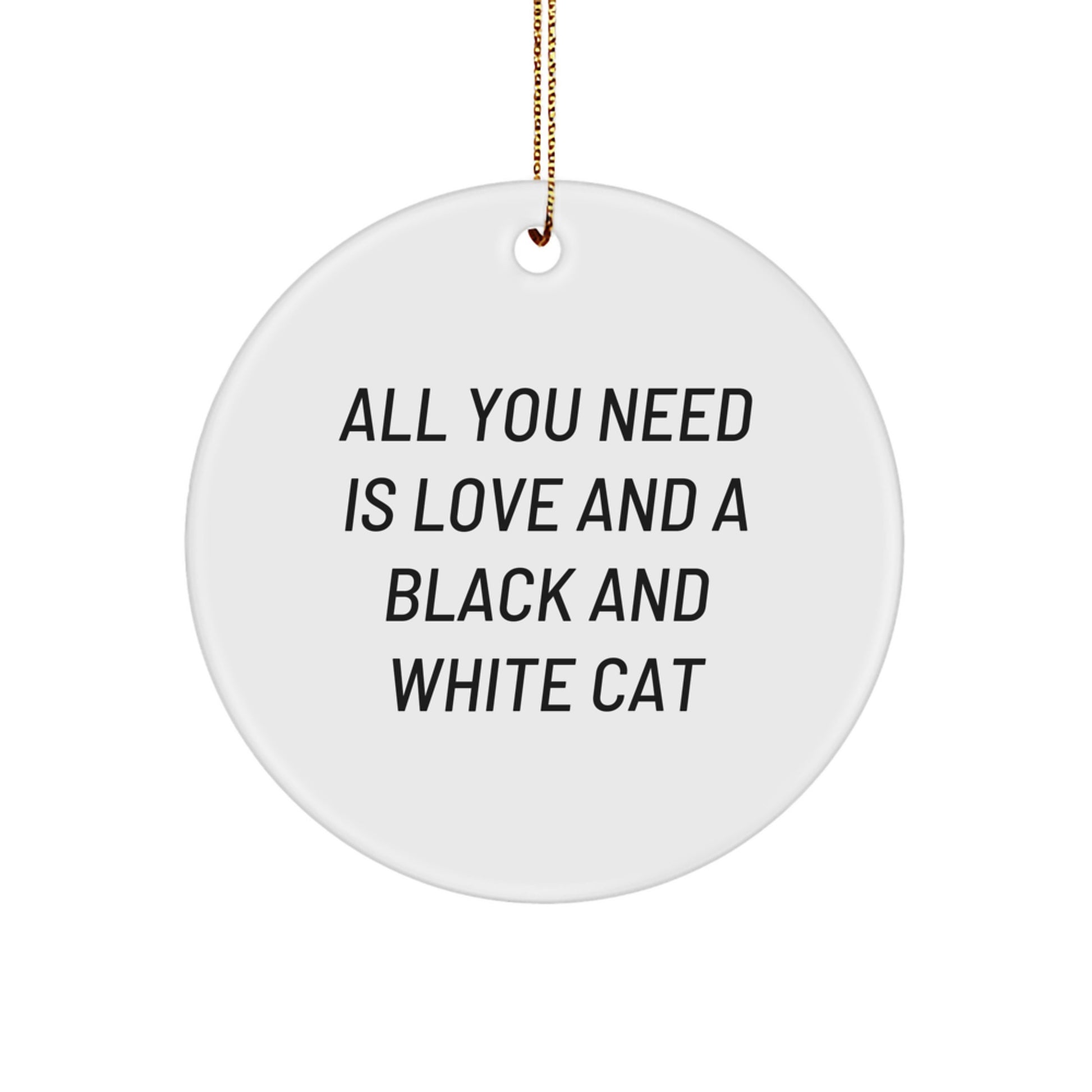 Black and White Cat Lover Gifts from Friends for Black and White Cat, Funny Circle Ornament for Christmas Decorations - Image 1