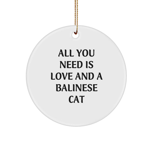 Funny Balinese Cat Christmas Circle Ornament Gifts from Family to Balinese Cat Lovers - Image 1