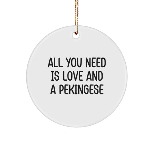 Pekingese Dog Love Gifts from Family, Friends, or Coworkers - Unique Circle Ornament for Men, Women, or Pekingese Dog Lovers - Inspirational Christmas Decoration - Image 1