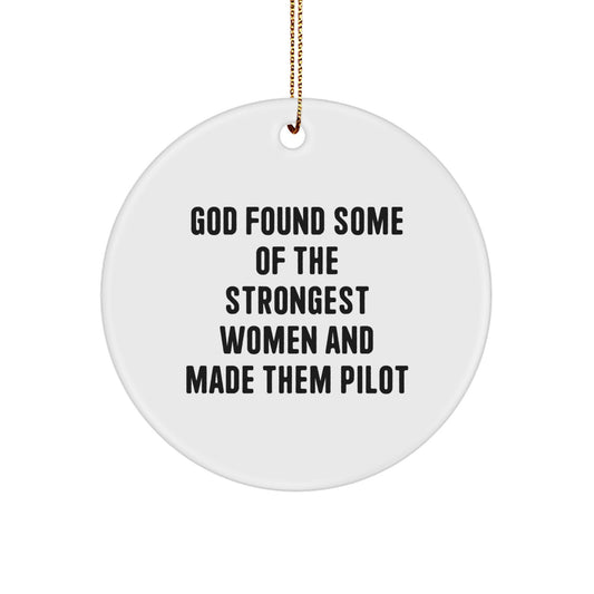 Funny Pilot Gifts for Women from Men - Inspirational Circle Ornament with God's Strong Women Quote, Christmas Unique Gifts - Image 1