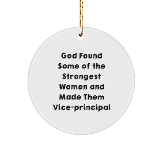 Funny Vice-principal Gifts from God's Strongest Women, Circle Ornament, Christmas Unique Gifts for Vice-principal - Image 1