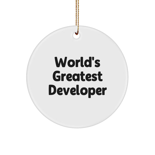 Funny Developer Gifts from Coworkers, Christmas Unique Ornaments for Developers - 'World's Greatest Developer' Circle Ornament - Image 1
