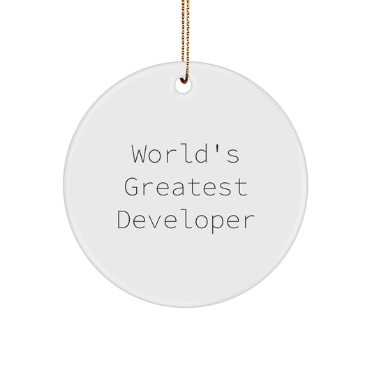 Funny Developer Gifts for Him - 'World's Greatest Developer' Circle Ornament, Christmas Unique Decorations for Office Desk - Image 1