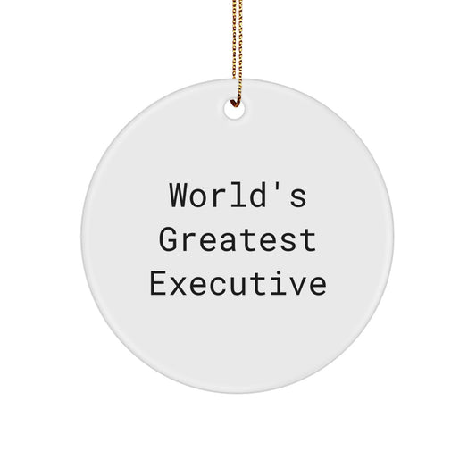 Funny Executive Gifts for Men - World's Greatest Executive Circle Ornament, White, Christmas Unique Gifts from Friends and Family - Image 1