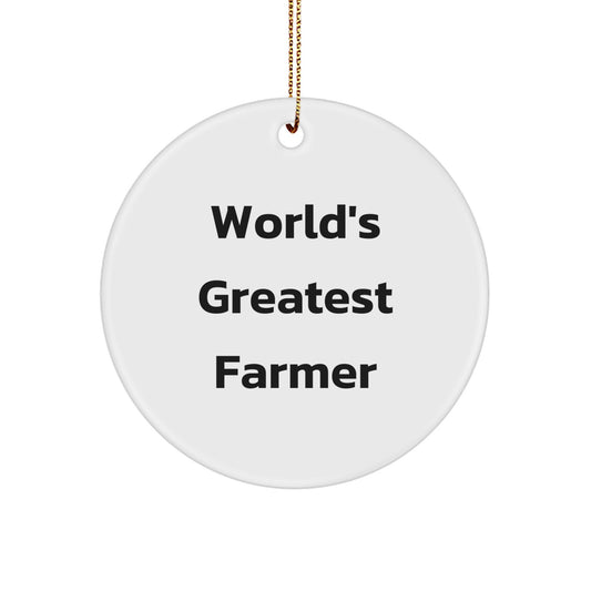 Funny World's Greatest Farmer Gifts for Farmers Men Christmas Unique Circle Ornament - Image 1
