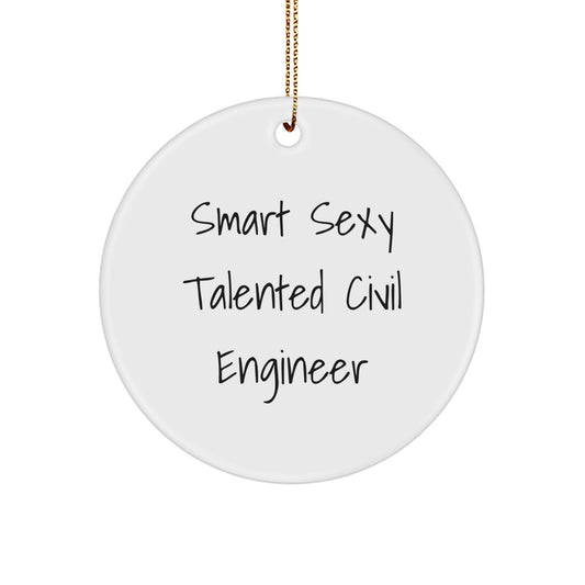 Civil Engineer Gifts from Friends - 'Smart Sexy Talented' Christmas Unique Circle Ornament for Civil Engineers Men - Image 1