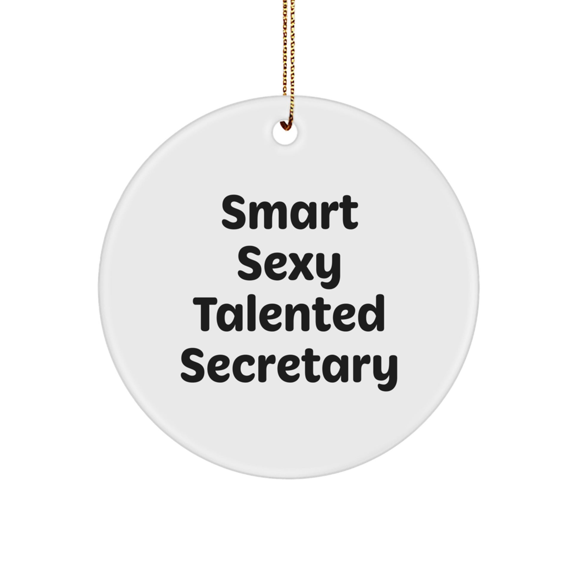 Smart Sexy Talented Secretary Gifts from Friends for Christmas Circle Ornament, 'Smart Sexy Talented Secretary' Quote, Durable MDF Material, Perfect for Home or Office - Image 1