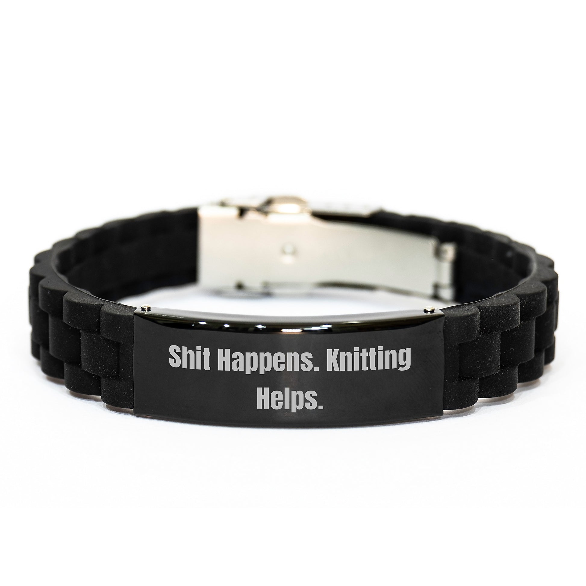 Funny Knitting Quotes Glide lock Clasp Bracelet Gifts from Men to Knitting Women, Christmas Unique Presents for Knitting Lovers - Image 1