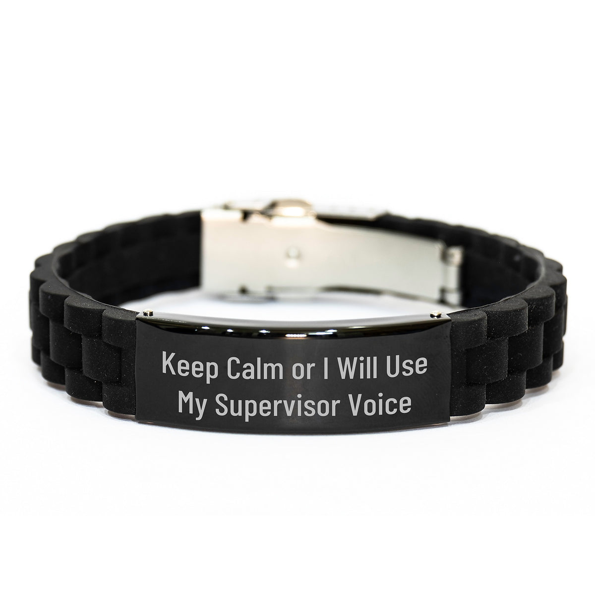 Funny Supervisor Gifts for Men, Glide lock Clasp Bracelet with Keep Calm Or I Will Use My Supervisor Voice, Father's Day Unique - Image 1