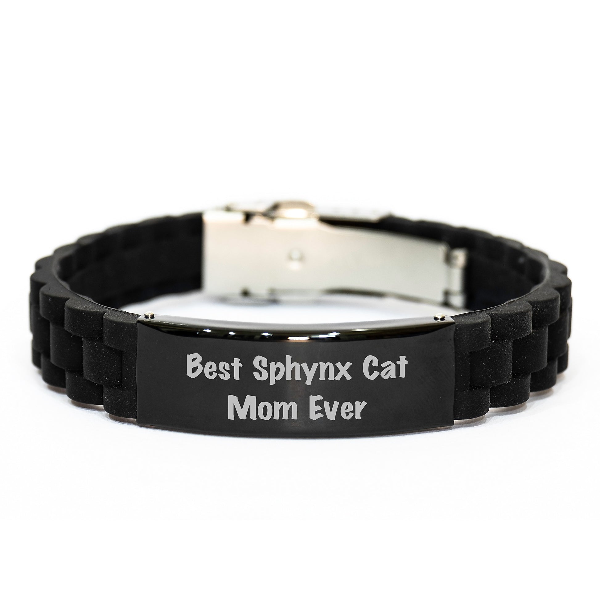 Funny Sphynx Cat Gifts for Mom, Best Sphynx Cat Mom Ever Glide lock Clasp Bracelet, Birthday Unique Gifts from Mom to Family - Image 1