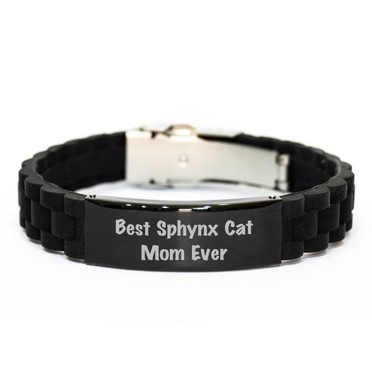 Funny Sphynx Cat Gifts for Mom, Best Sphynx Cat Mom Ever Glide lock Clasp Bracelet, Birthday Unique Gifts from Mom to Family - Image 1