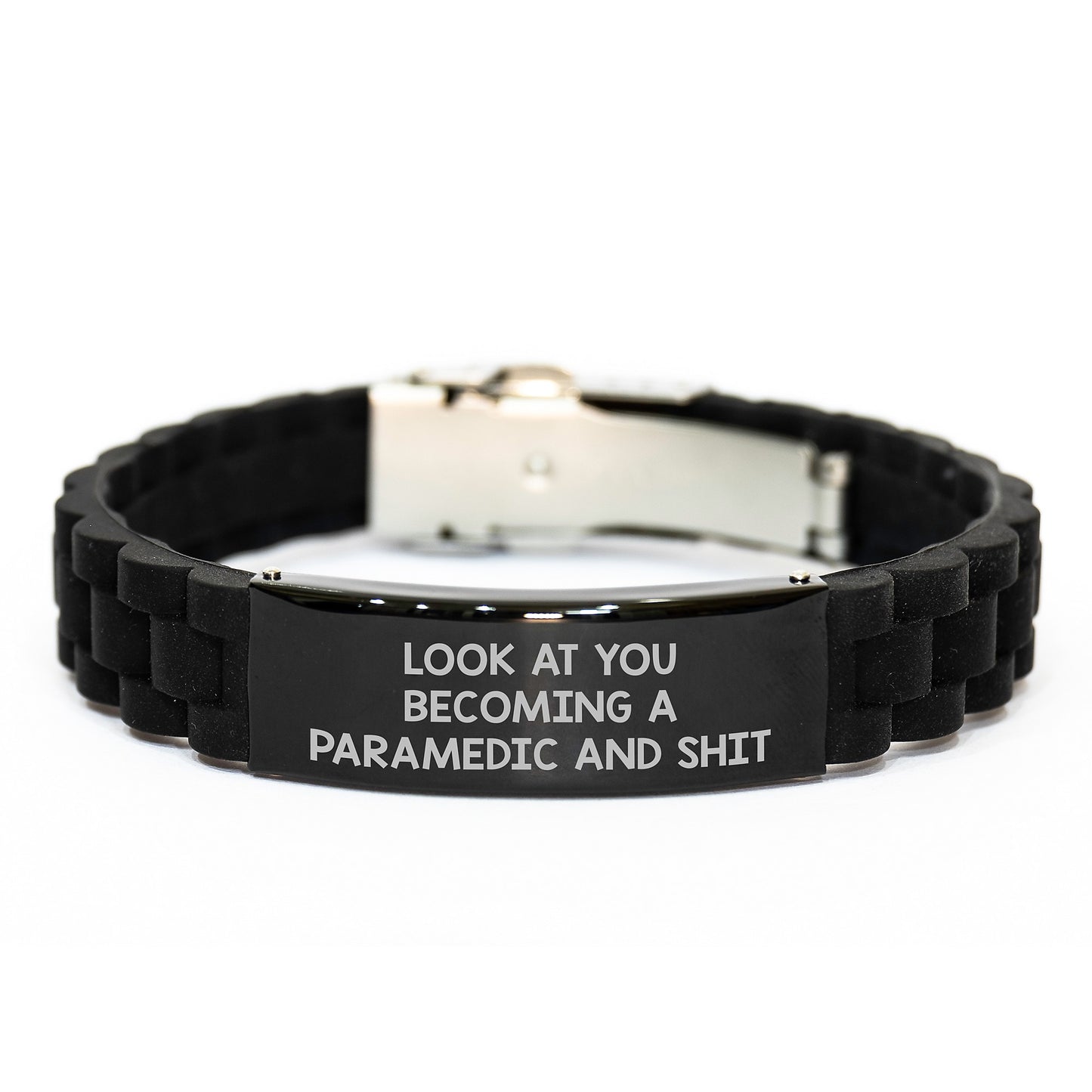 Funny Rescue Worker Gifts for Him, 'Look At You Becoming A Rescue Worker And Shit' Glide lock Clasp Bracelet, Graduation Unique Gift from Friends - Image 1