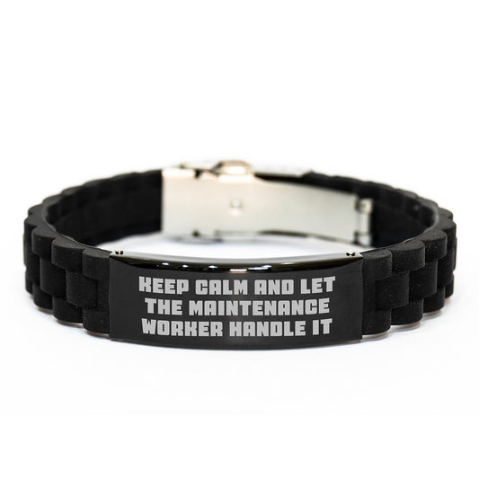 Funny Maintenance Worker Gifts for Men, Glide lock Clasp Bracelet with - Keep Calm And Let The Maintenance Worker Handle It - Christmas Unique Gifts from Friends - Image 1