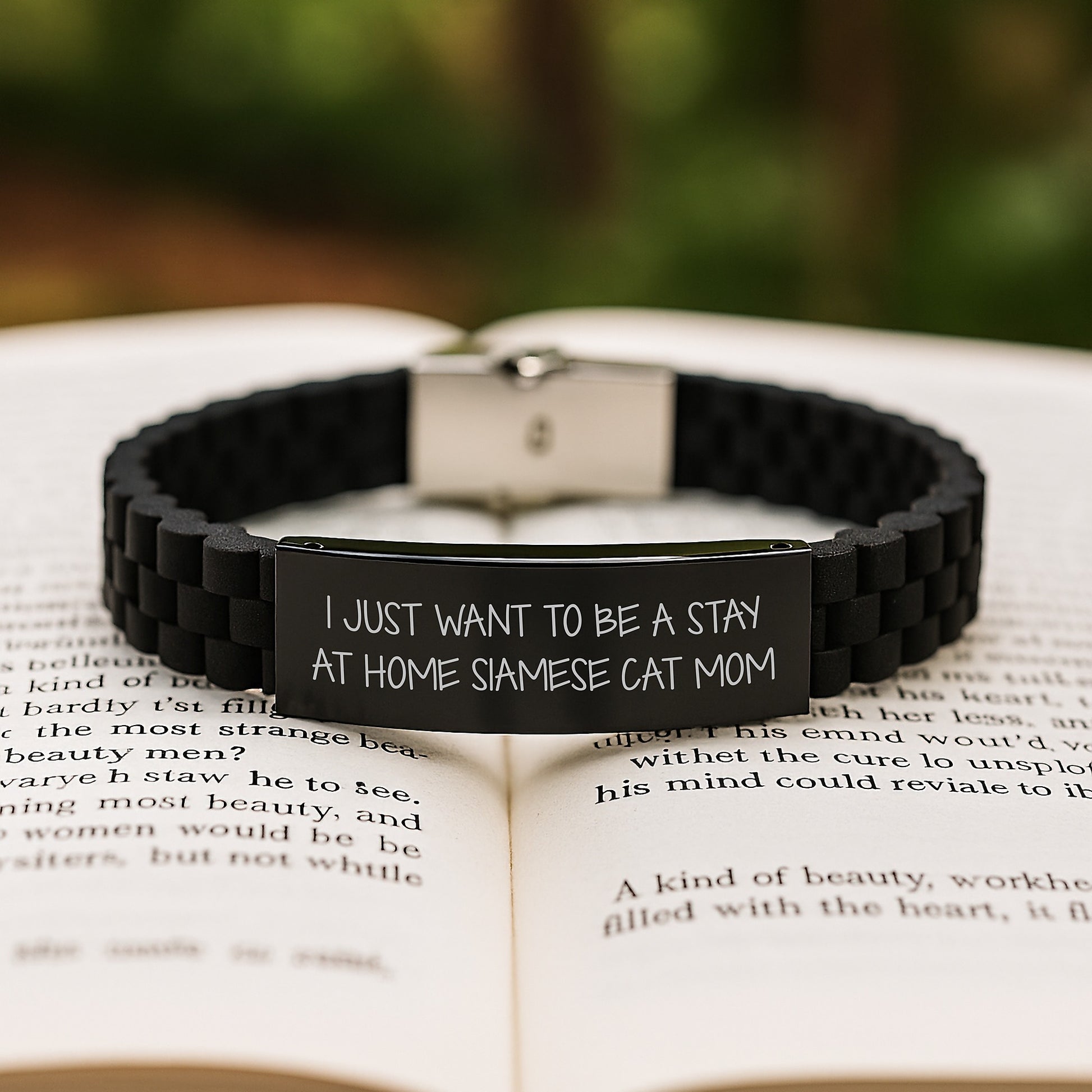 Siamese Cat Mom Gifts for Her, Funny Quote Glide lock Clasp Bracelet, Adjustable Black Stainless Steel, Silicone, Perfect Graduation Unique Gifts from Friends, Family, Coworkers - Image 2