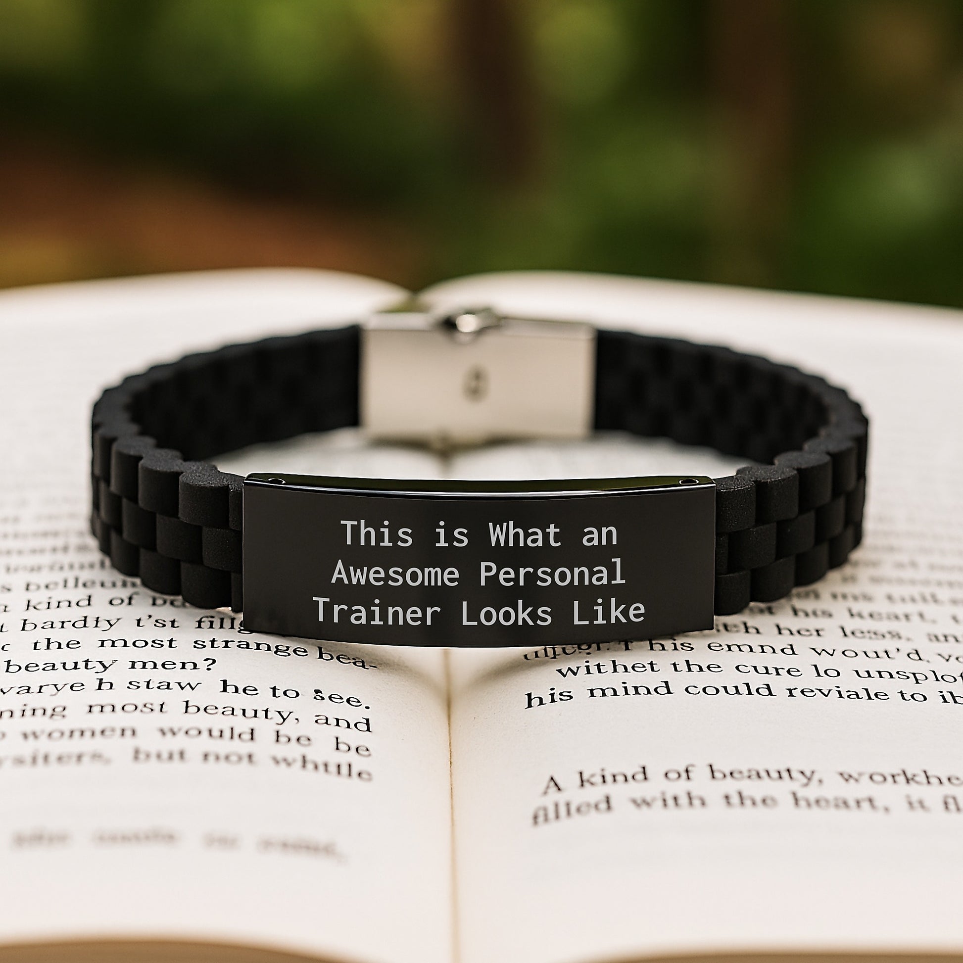 Funny Personal Trainer Gifts from Men to Women Friends Family on Valentine's - 'This Is What An Awesome Personal Trainer Looks Like' Glide lock Clasp Bracelet - Image 2