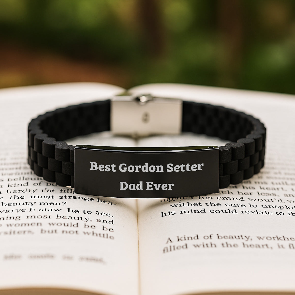 Gordon Setter Dog Gifts - Funny Inspirational Quote for Best Dad Ever - Glide lock Clasp Bracelet for Men, Valentine's Unique Gifts from Dad to Son or Daughter - Image 2