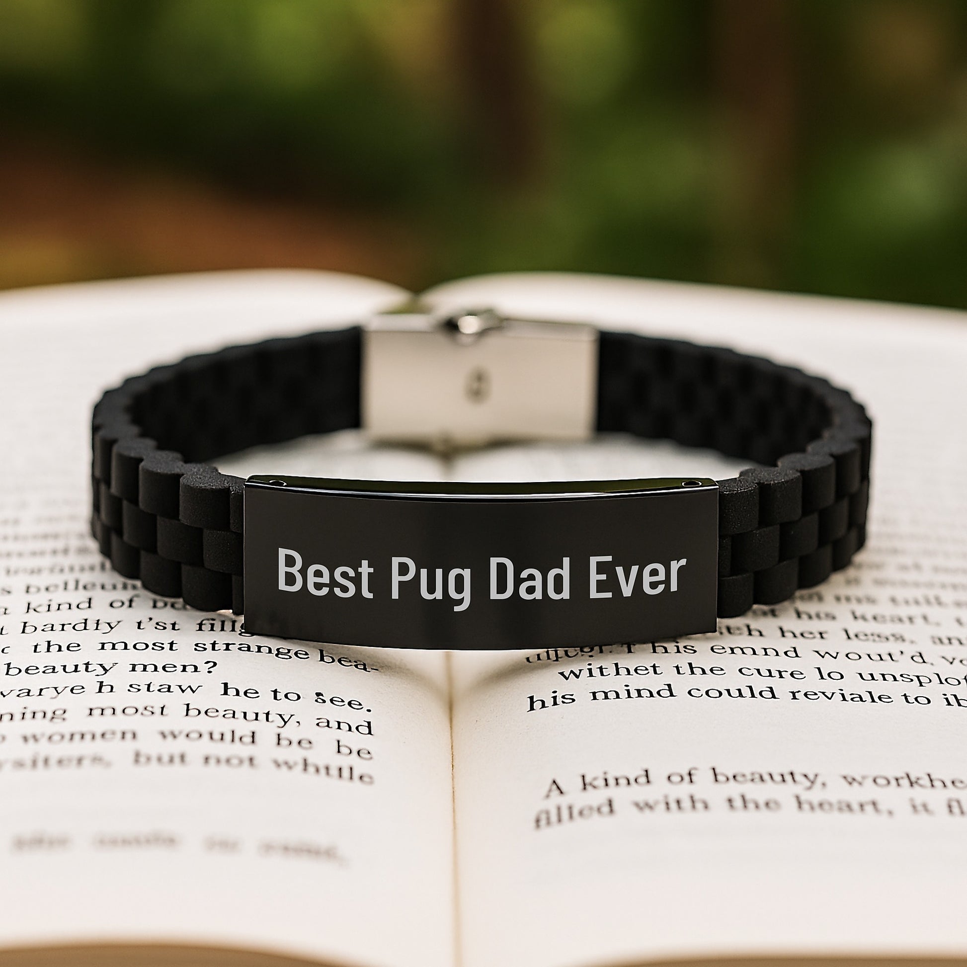 Funny Pug Dog Gifts for Men, Glide lock Clasp Bracelet from Best Dad Ever - Image 2