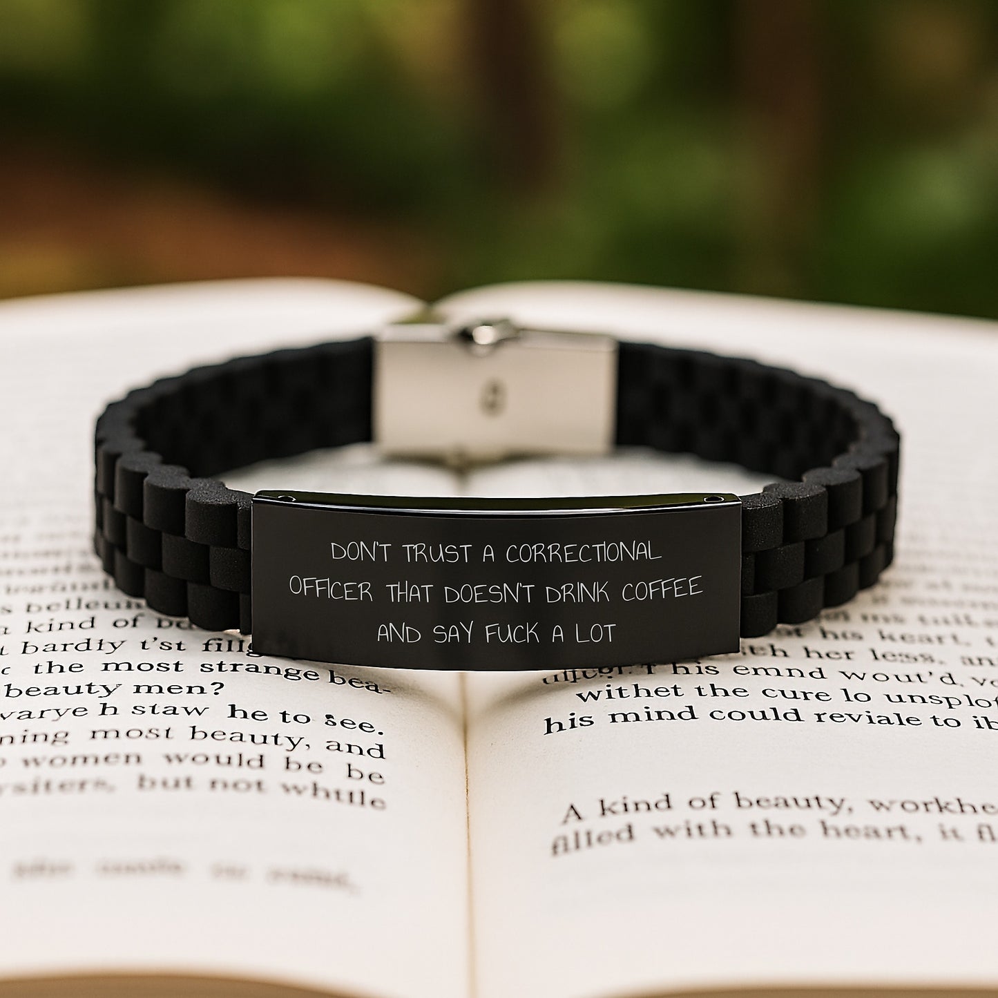 Funny Correctional Officer Gifts from Friends for Graduation Unique - Glide lock Clasp Bracelet with Coffee and F Words - Image 2