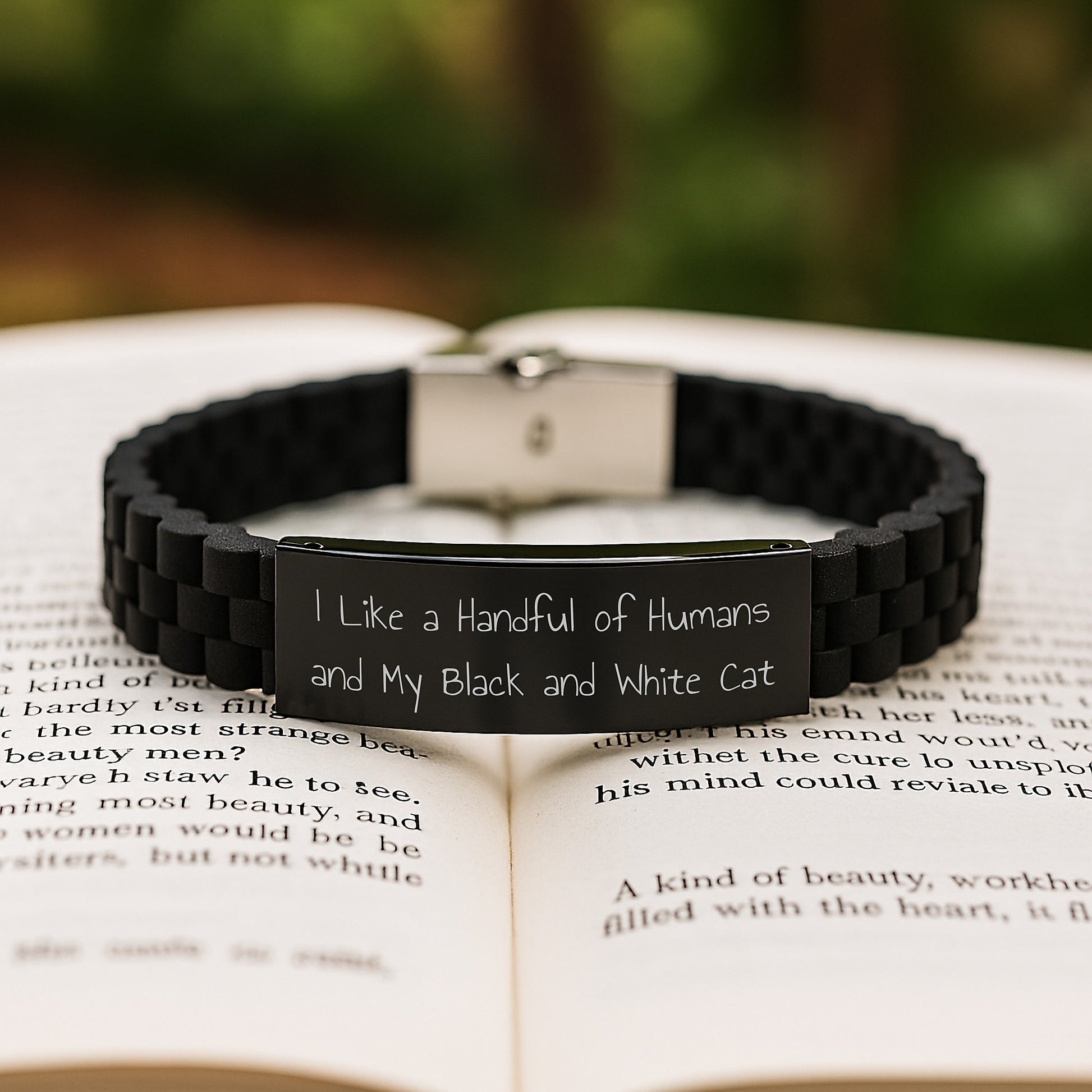 Funny Black and White Cat Lover Gifts from Men to Friends, Christmas Unique Gifts for Black and White Cat Enthusiasts, Glide lock Clasp Bracelet for Women - Image 2