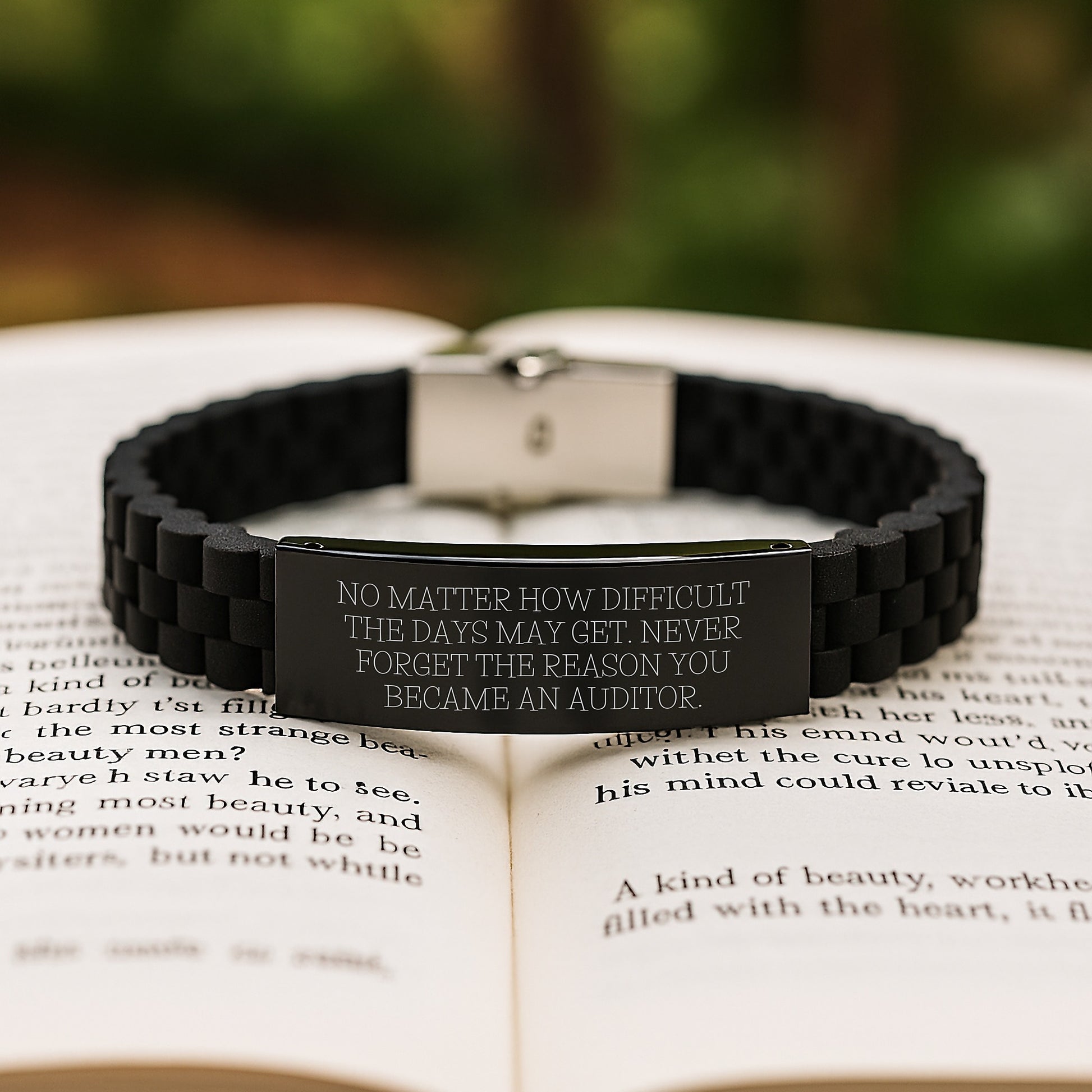 Auditor Inspirational Glide lock Clasp Bracelet Gifts from Family for Men - 'No Matter How Difficult The Days May Get. Never Forget The Reason You Became An Auditor.' - Image 2