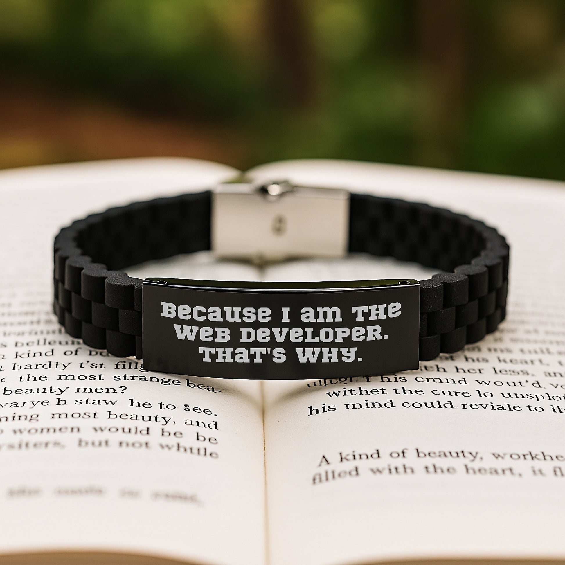 Funny Web Developer Gifts for Men, Glide lock Clasp Bracelet with Because I Am The Web Developer. That's Why. Quote, Christmas Unique Gifts from Friends - Image 2