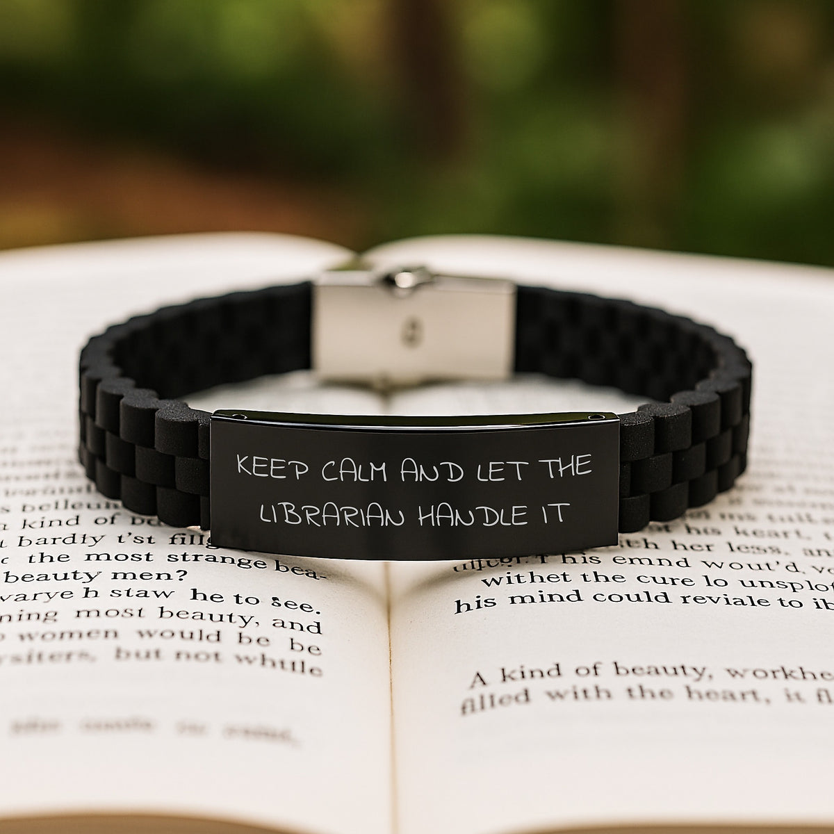 Funny Librarian Gifts, Birthday Unique Presents for Librarians, Glide lock Clasp Bracelet with Keep Calm And Let The Librarian Handle It Quote, Gifts from Friends to Librarians - Image 2