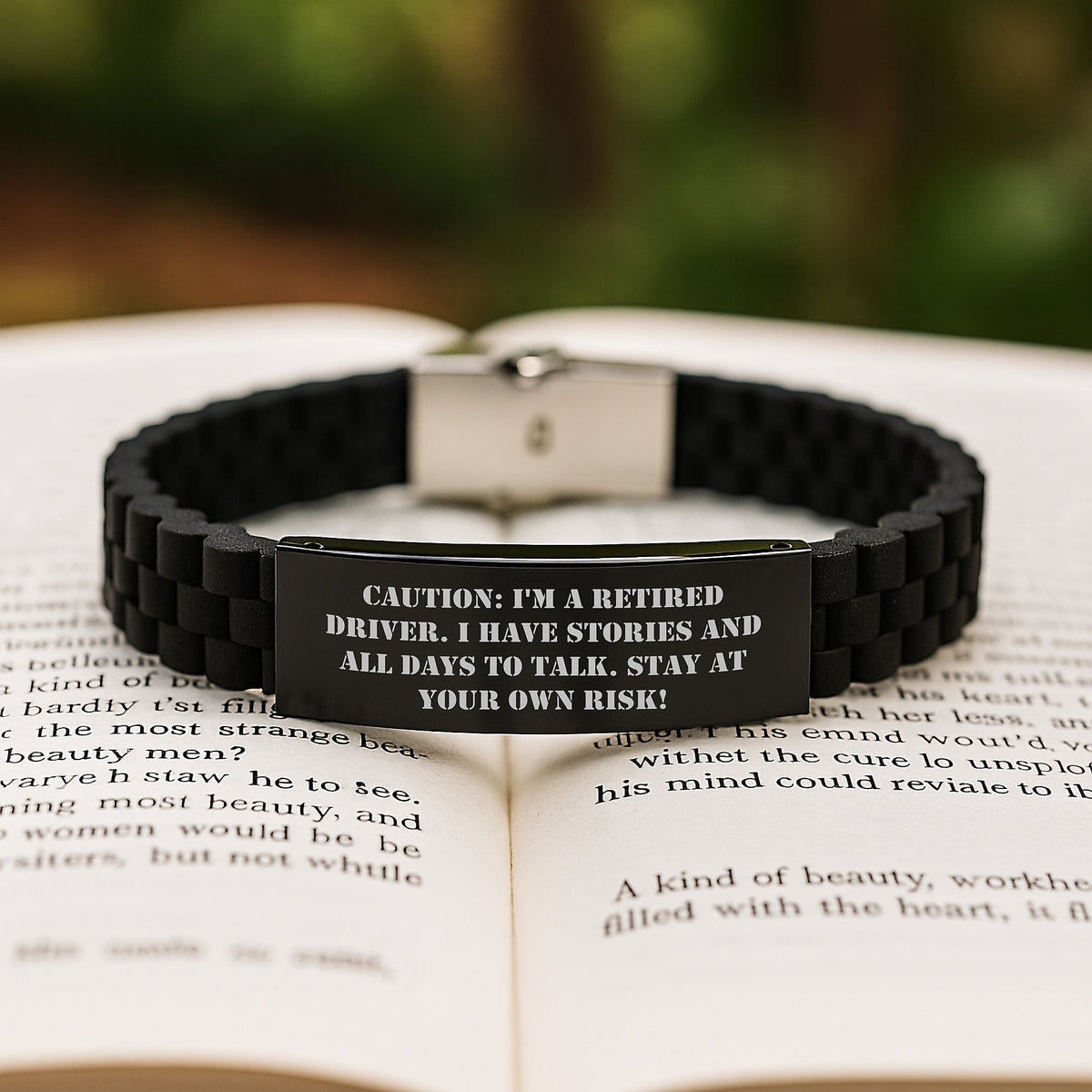 Funny Driver Gifts from Family, Christmas Unique Presents for Driver, Glide lock Clasp Bracelet with Silver, Black Stainless Steel, and Silicone - Image 2