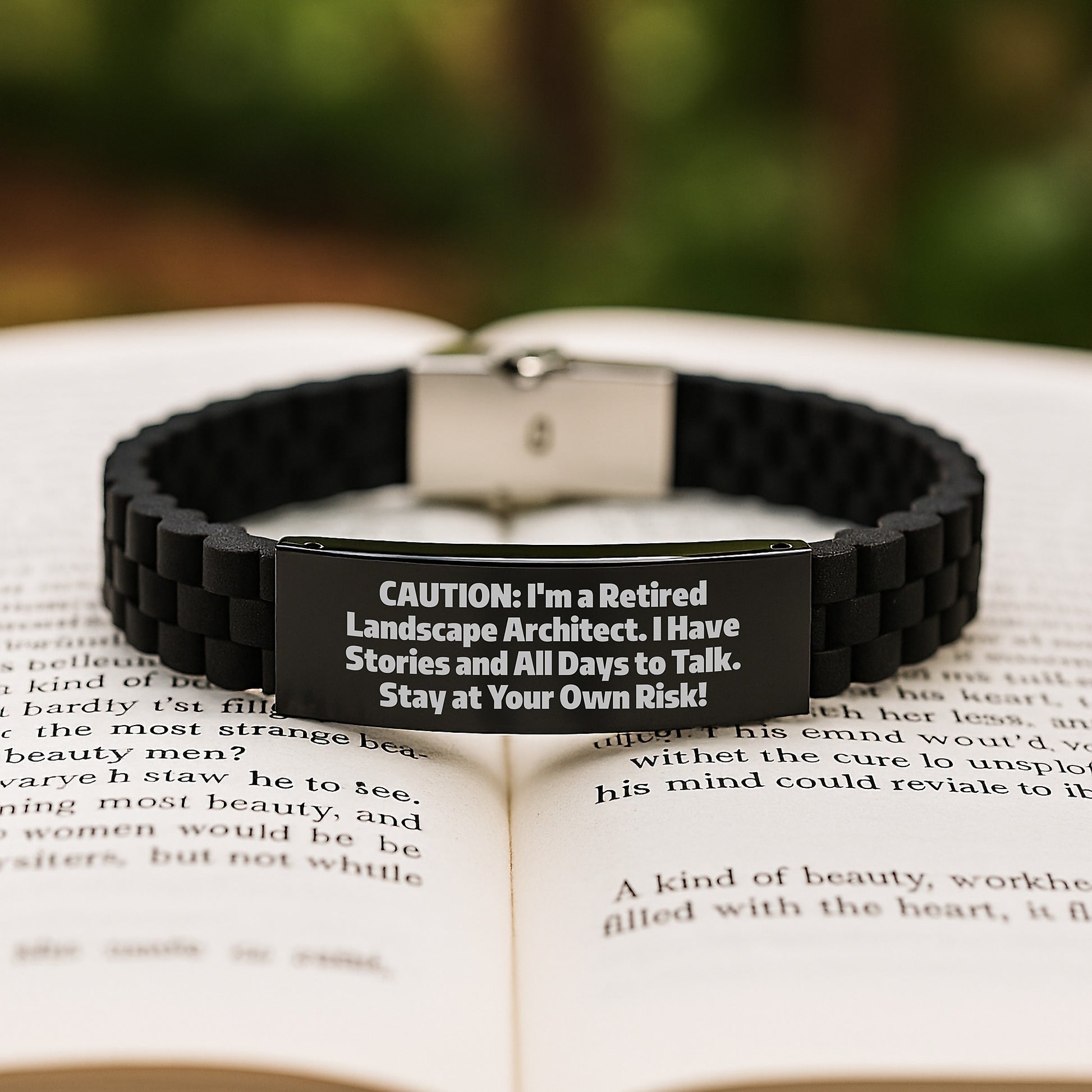 Landscape Architect Funny Quote Gifts from Friends, Glide lock Clasp Black Stainless Steel Silicone Adjustable Graduation Unique Gifts for Men - Image 2