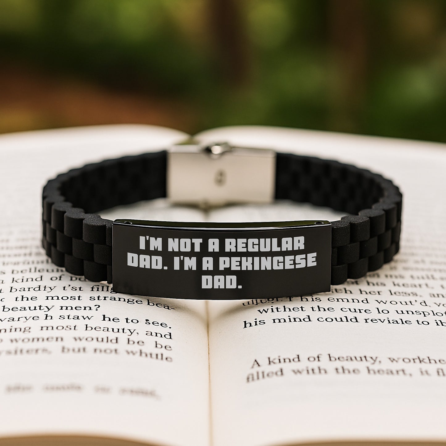 Funny Pekingese Dog Dad Gifts for Birthday Unique Glide lock Clasp Bracelets from Son to Father - Image 2