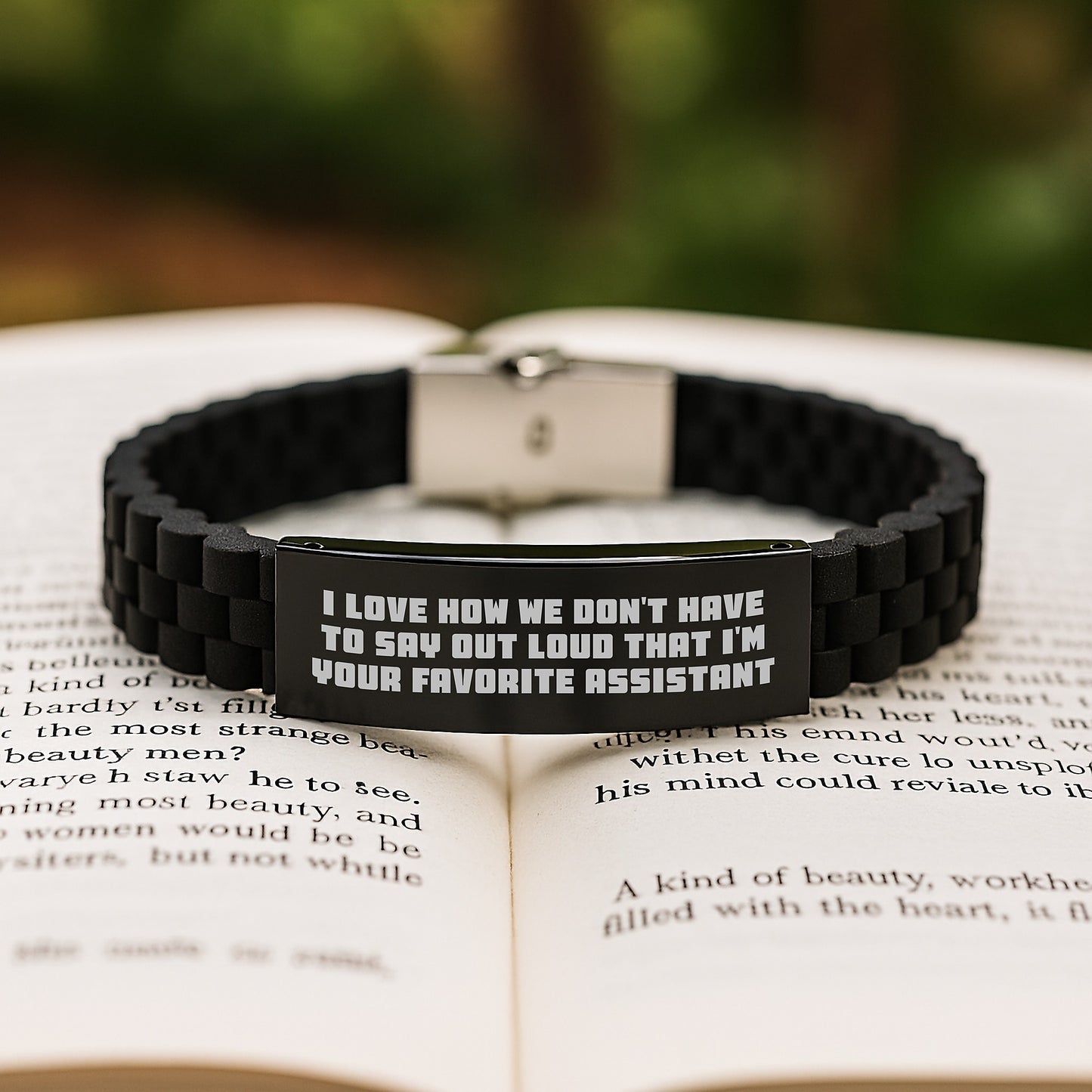 Funny Assistant Gifts from Friends - Glide lock Clasp Bracelet for Assistant Birthday Unique Gifts, Adjustable and Durable Silver Black Stainless Steel Silicone - Image 2