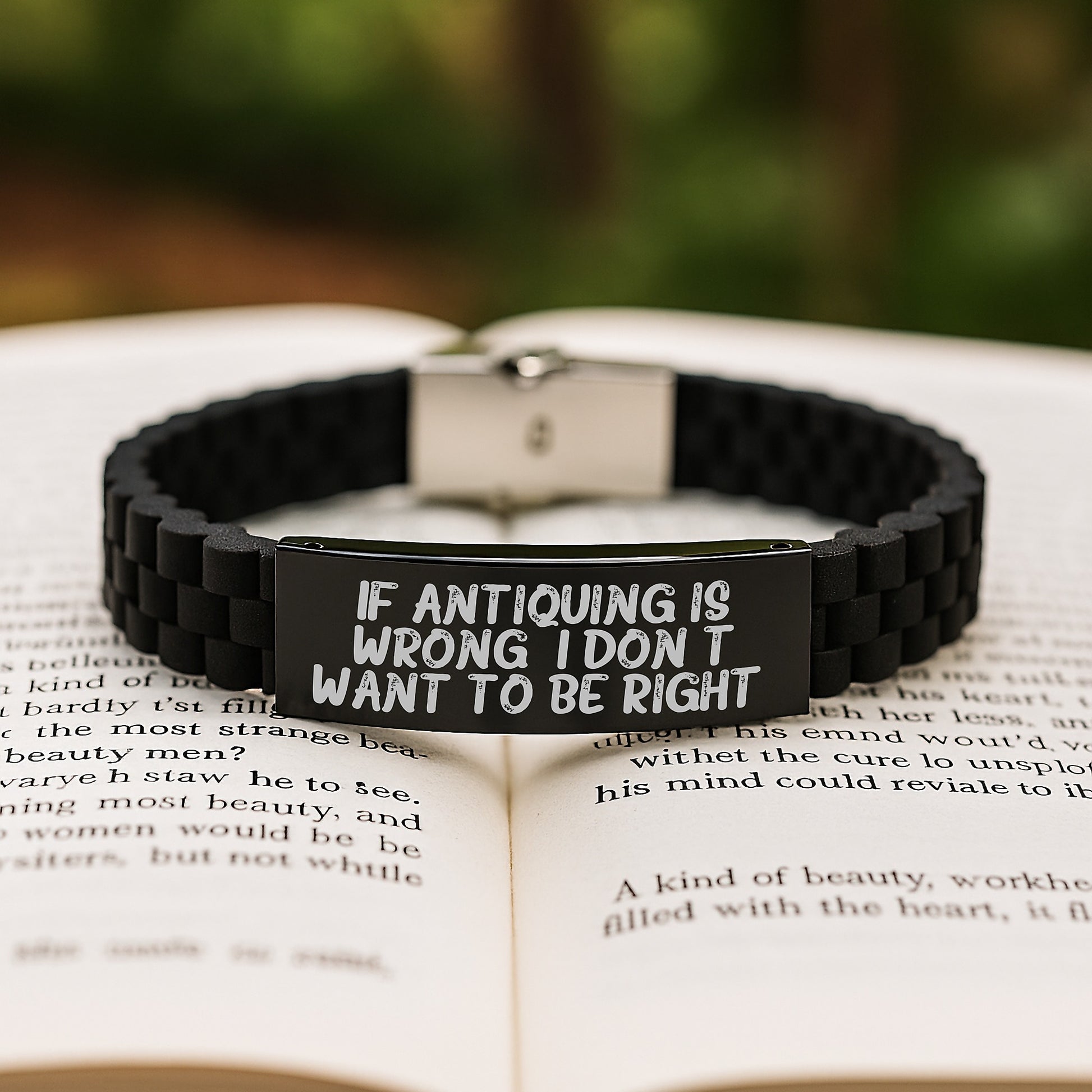Funny Antiquing Gifts for Men Women Friends Coworkers Family - Glide lock Clasp Bracelet, 'If Antiquing Is Wrong. I Don't Want To Be Right.' - Image 2