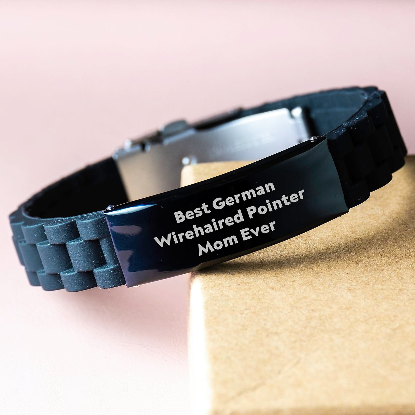 Funny German Wirehaired Pointer Dog Gifts for Mom Valentine's Glide lock Clasp Bracelet from Family - Image 3