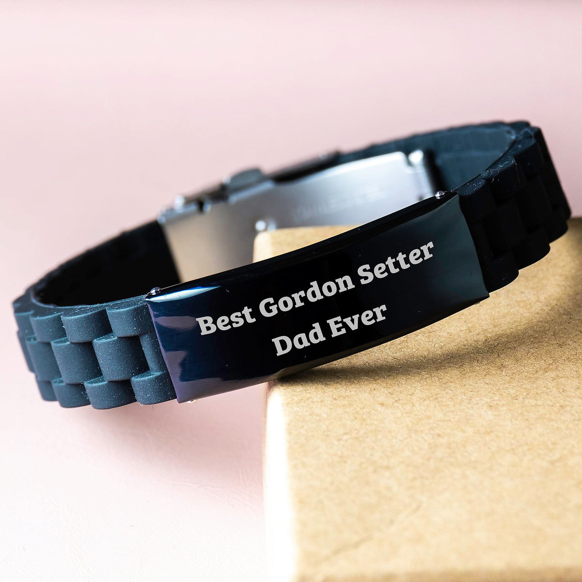 Gordon Setter Dog Gifts - Funny Inspirational Quote for Best Dad Ever - Glide lock Clasp Bracelet for Men, Valentine's Unique Gifts from Dad to Son or Daughter - Image 3