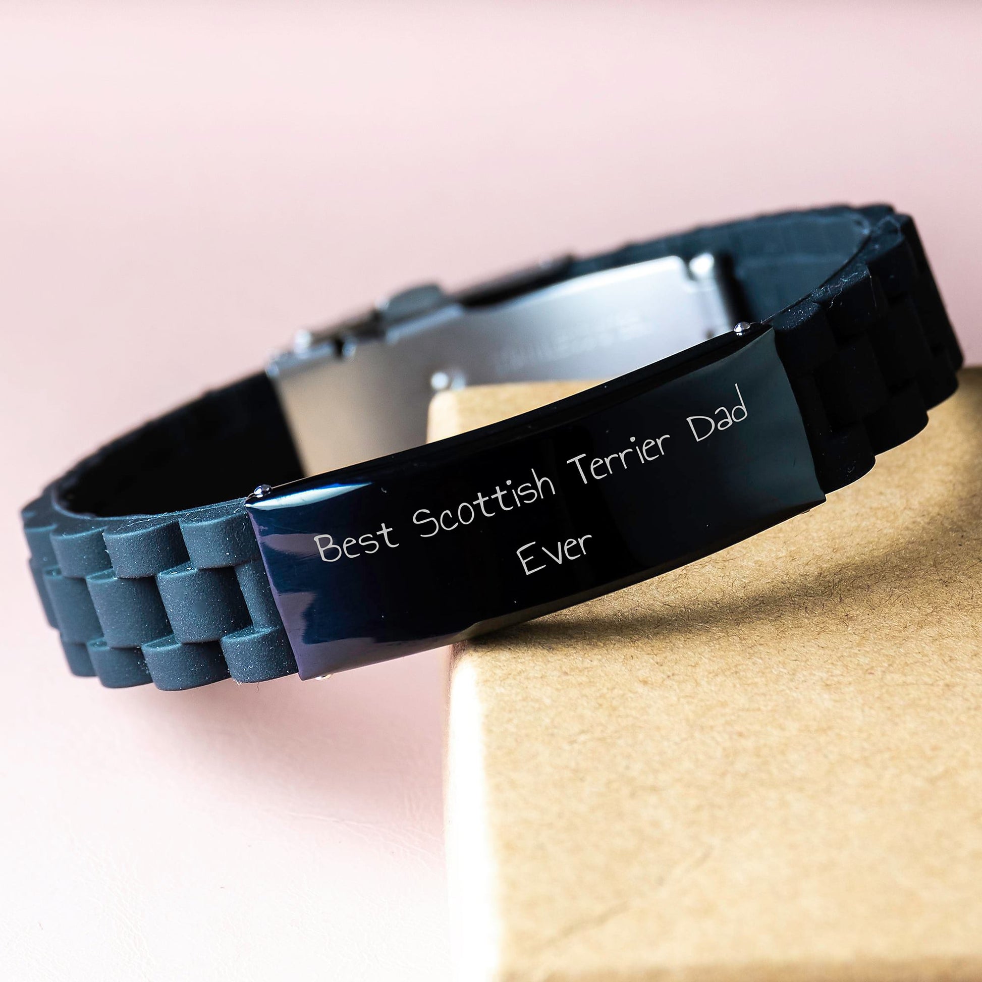 Funny Scottish Terrier Dad Gifts, Best Scottish Terrier Ever, Birthday Unique Gifts for Men from Family, Scottish Terrier Dog Lovers Glide lock Clasp Bracelet - Image 3