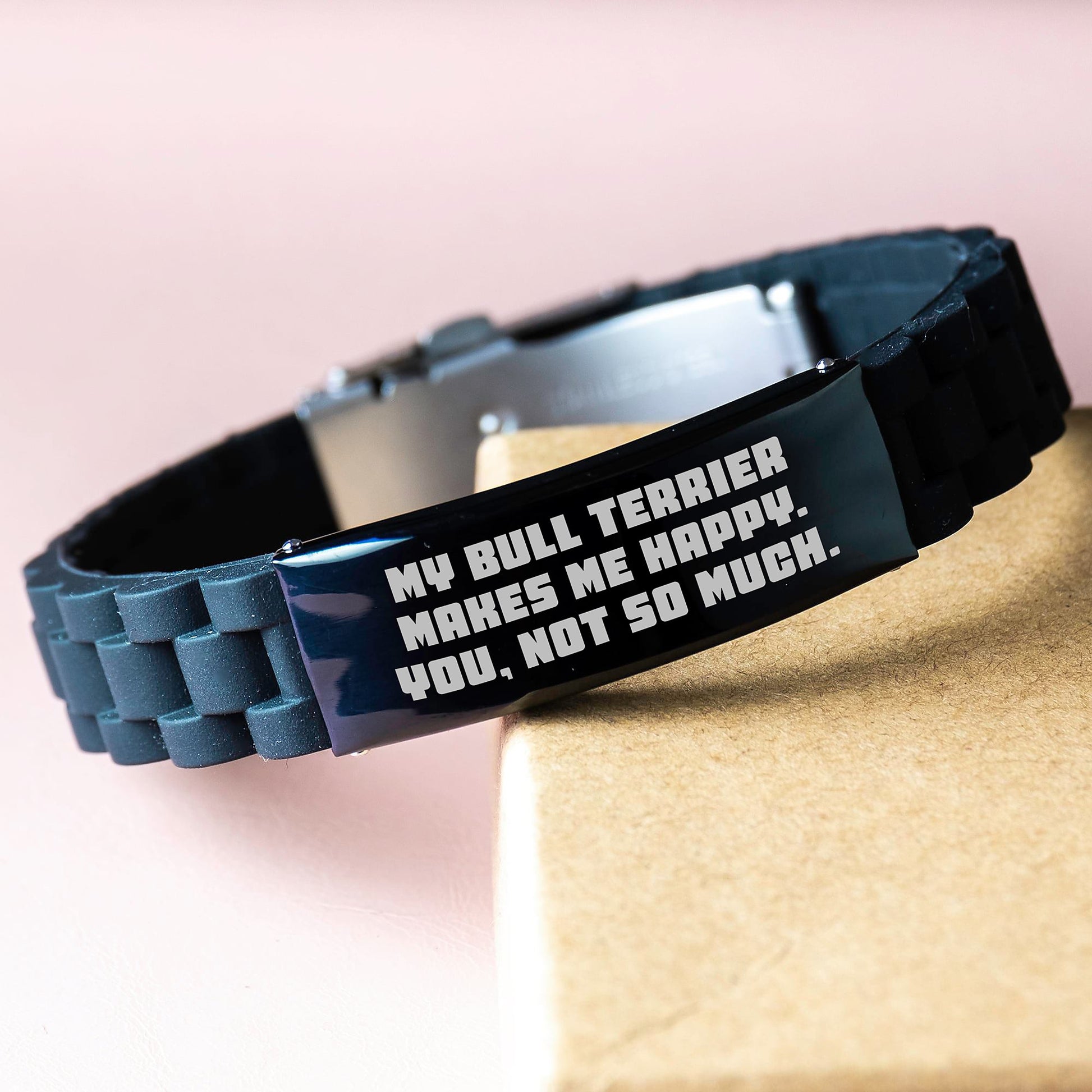 Bull Terrier Dog Lovers Funny Quote Gift for Men from Friends on Birthday - Adjustable Glide lock Clasp Bracelet - Image 3