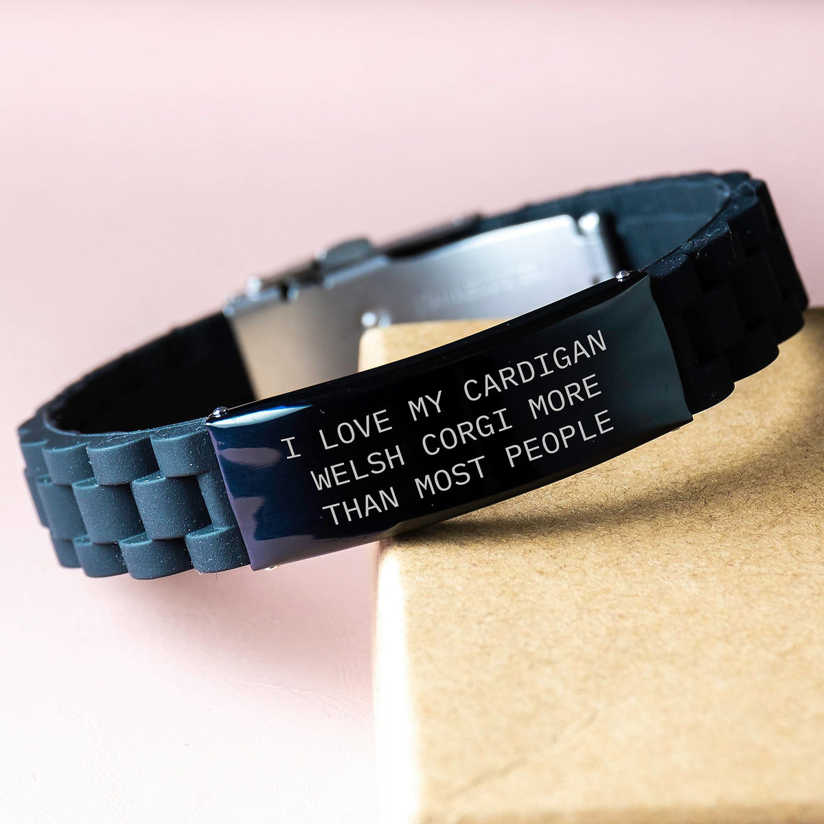 Funny Cardigan Welsh Corgi Dog Gifts for Friends, Gifts from Family - Glide lock Clasp Bracelet, I Love My Cardigan Welsh Corgi More Than Most People - Image 3