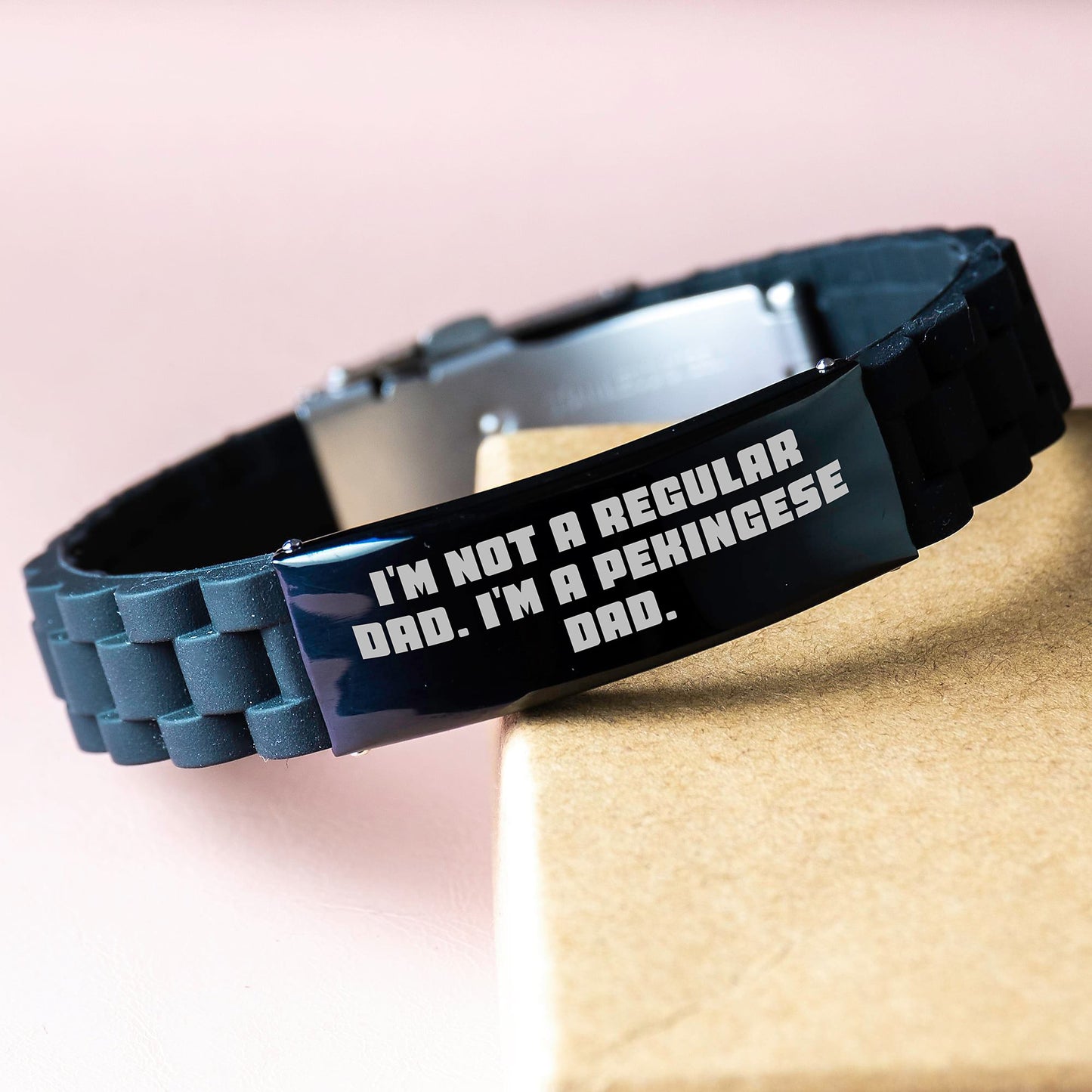Funny Pekingese Dog Dad Gifts for Birthday Unique Glide lock Clasp Bracelets from Son to Father - Image 3
