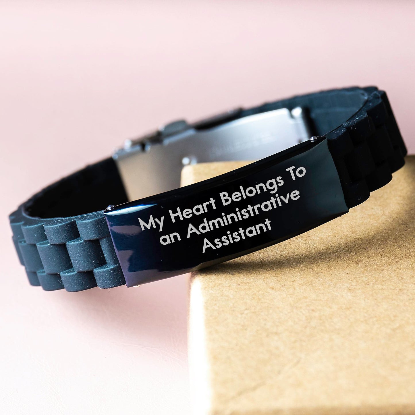 Gifts for the Administrative Assistant Who Steals Your Heart, Funny Quote, Glide lock Clasp Birthday Unique Gifts from Men Friends, Glide lock Clasp Bracelet for Administrative Assistant - Image 3