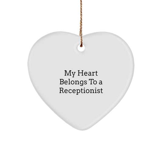 Funny Receptionist Gifts from Friends, Heart Ornament for Receptionist, Christmas Unique Gifts - Image 1