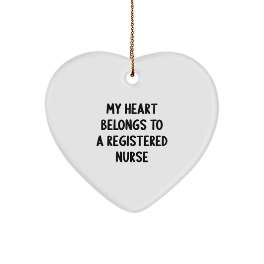 Funny Registered Nurse Gifts for Christmas, Heart Ornament from Friends, Coworkers, Family to Loved Registered Nurse - Image 1