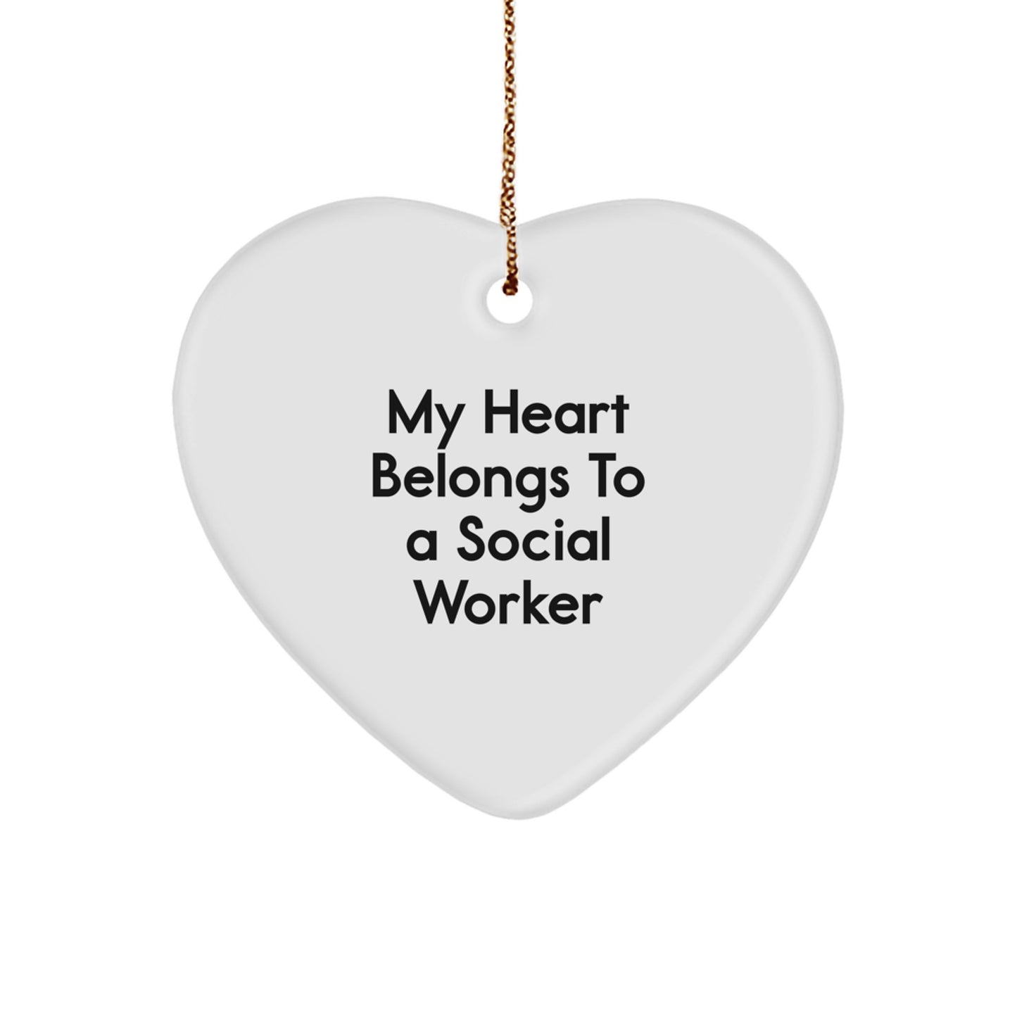 Funny Social Worker Gifts from Friends and Family for Christmas Unique Gifts My Heart Belongs To A Social Worker Heart Ornament - Image 1