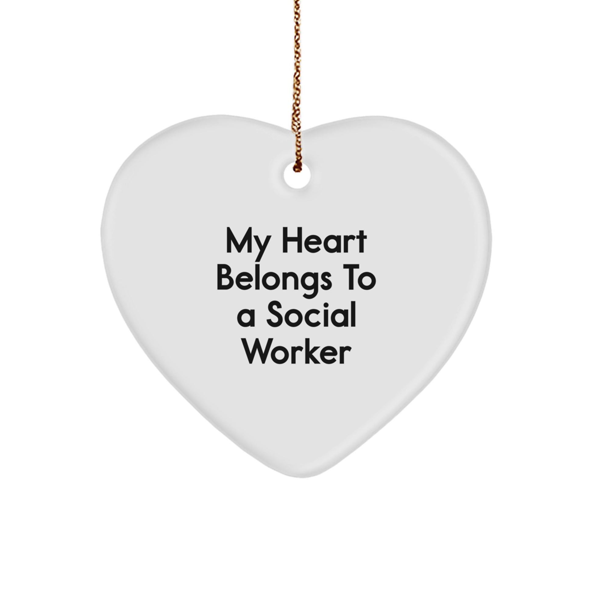 Funny Social Worker Gifts from Friends and Family for Christmas Unique Gifts My Heart Belongs To A Social Worker Heart Ornament - Image 1