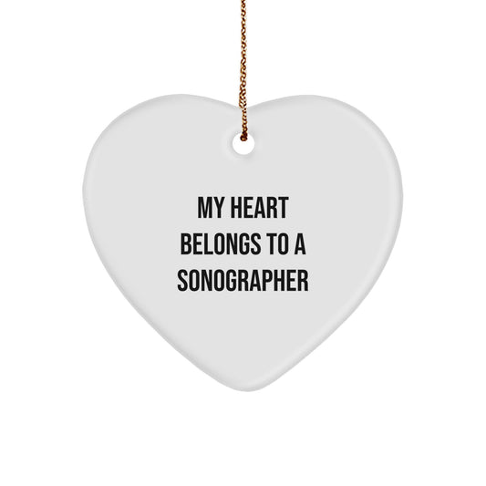 Funny Sonographer Gifts from Friends for Christmas Unique Ornament My Heart Belongs To A Sonographer - Image 1