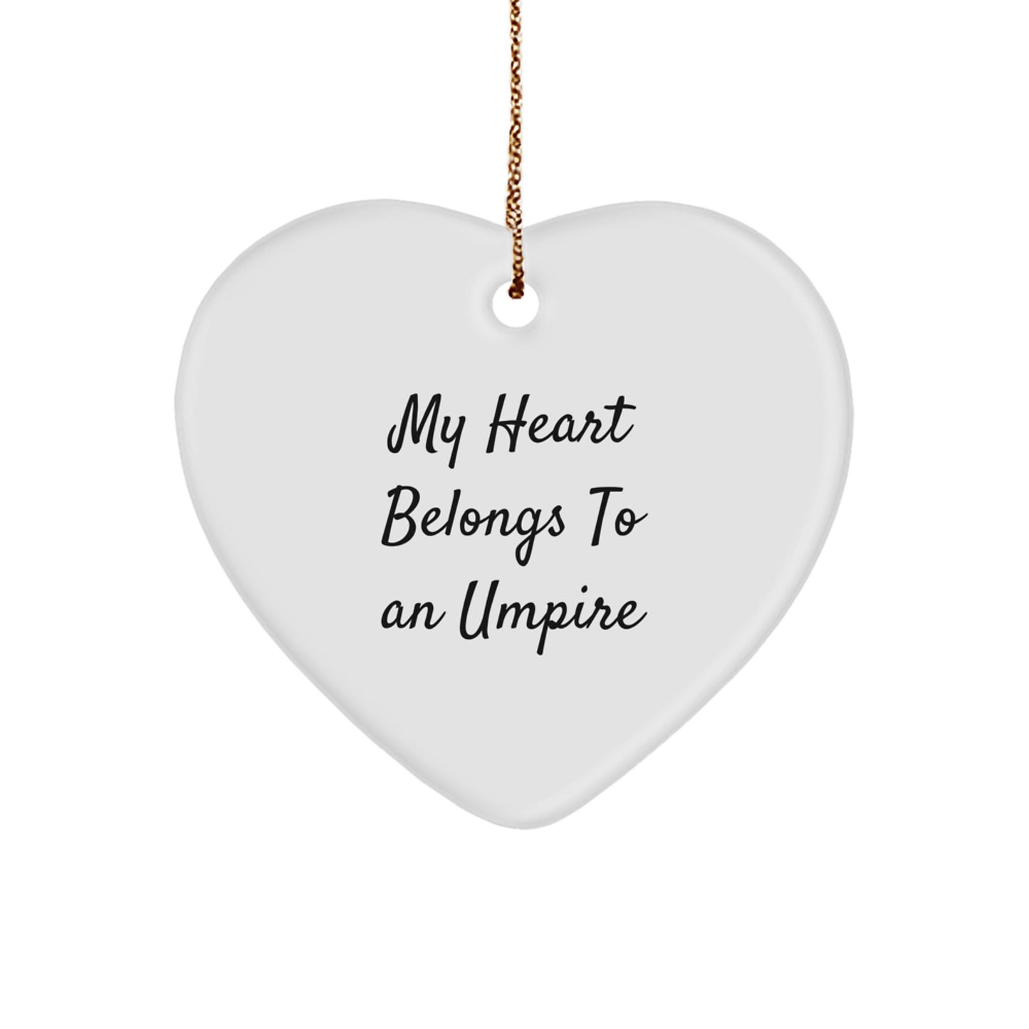 Funny Umpire Gifts for Him, Heart Ornament 'My Heart Belongs To An Umpire' Christmas Unique Gifts from Friends - Image 1