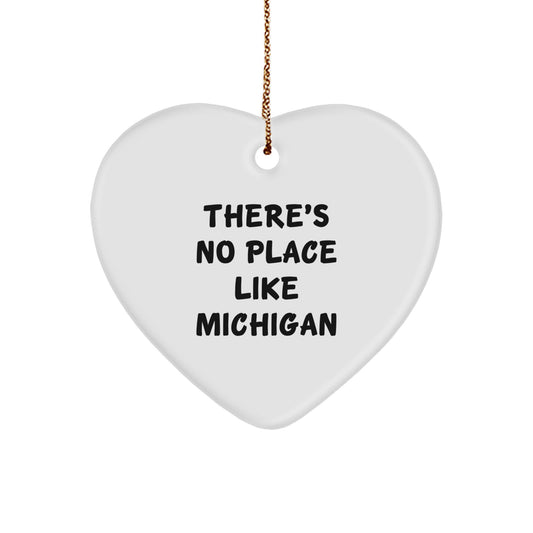 Michigan Heart Ornament Gifts from Family - 'There's No Place Like Michigan' Christmas Decoration - Image 1