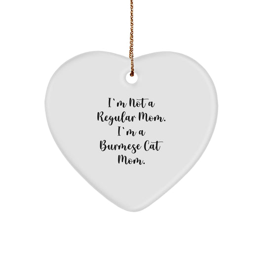 Funny Burmese Cat Mom Gifts for Christmas, Heart Ornament for Women, Men, Friends, Family from Cat Lover - Image 1