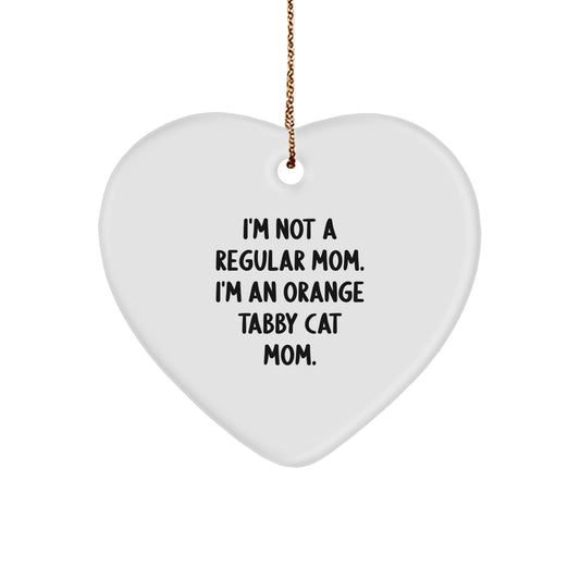 Funny Orange Tabby Cat Mom Gifts for Orange Tabby Cat Lovers - Heart Ornament for Christmas - Image 1