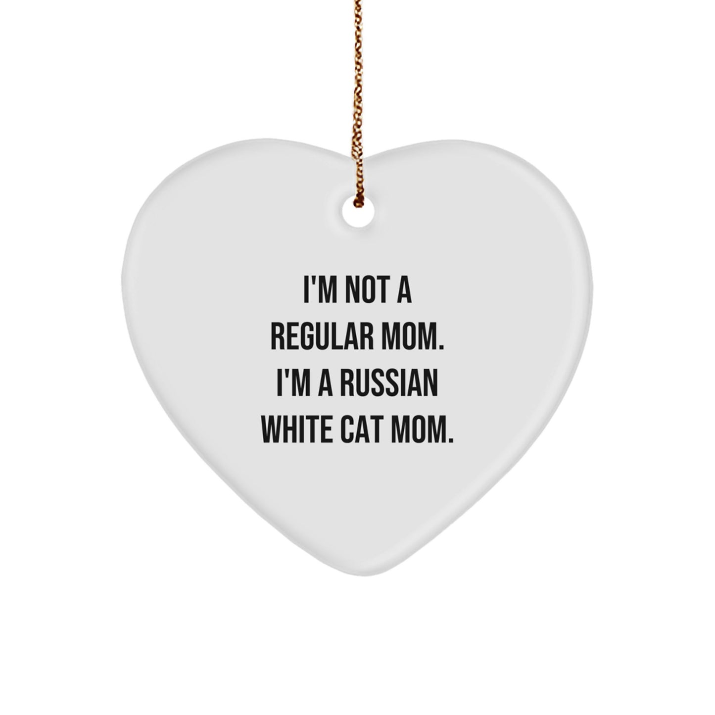 Funny Russian White Cat Mom Gifts - Heart Ornament for Christmas, Gifts from Friends, Gifts for Russian White Cat Lovers - Image 1