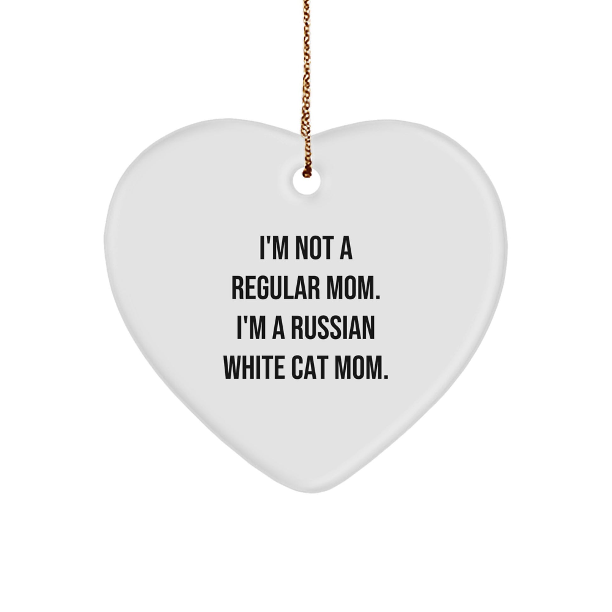 Funny Russian White Cat Mom Gifts - Heart Ornament for Christmas, Gifts from Friends, Gifts for Russian White Cat Lovers - Image 1