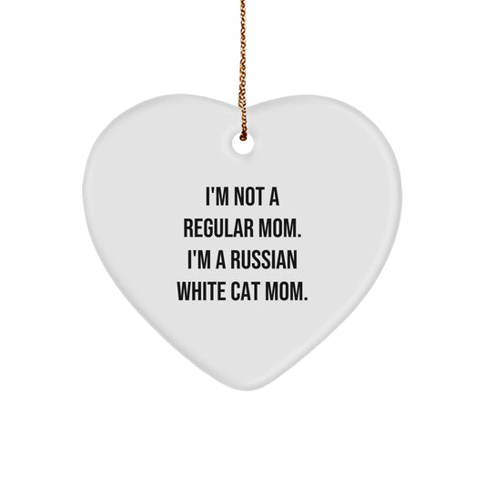 Funny Russian White Cat Mom Gifts - Heart Ornament for Christmas, Gifts from Friends, Gifts for Russian White Cat Lovers - Image 1
